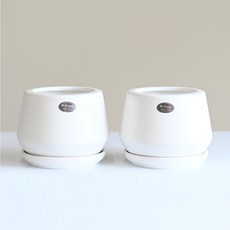 Garden in the City 現代圓形梯形花盆 1號 2入, 白色, 2個