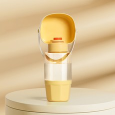 파스텔펫 반려동물 핸들 휴대용 급수식기, 옐로우, 1개