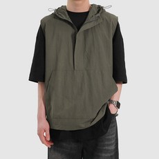 THEACTION 男士尼龍連帽套頭風衣背心 T2751