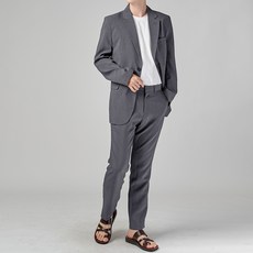 하이후 남성용 린넨 데일리 캐주얼 플랩포켓 투버튼 수트 세트 HU3003