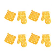 方格微波爐和烤箱手套+隔熱墊, 5型, 4套