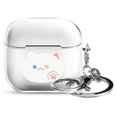아이무이 냥이퍼피 에어팟 4세대 투명 하드 케이스 + 키링 세트, 터키쉬앙고라, 1세트