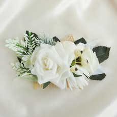 elblanco 優雅花朵髮簪, 白色, 1個