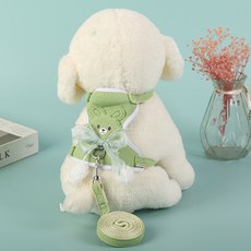 요런개 반려동물 귀여운 토끼 하네스 + 리드줄 세트, 04 그린, 1세트