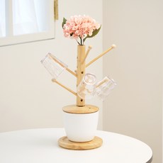 플라팜 플라워 편백나무 360도 회전 컵걸이 건조대, 핑크, 1개