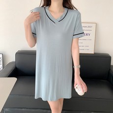 구디프 V넥 홈 캐주얼 반팔 원피스 빅사이즈 포함