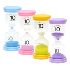 POPO FANCY 迷你10分鐘沙漏組 4入, 藍色、粉色、黃色、紫色