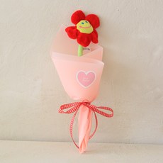 센트바스켓 조화 큐티 스마일 한송이 꽃다발, 레드, 1개