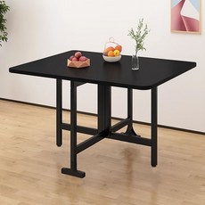 가구느낌 선접이식 사각 2인 철제 폴딩 식탁 1000 x 600 x 750 mm, 블랙