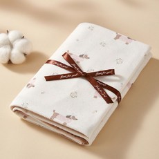 嬰幼兒奶油色包巾式蓋毯 棉被, 粉衣小狗