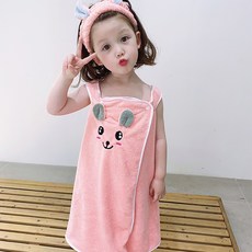 Starbean 女童款動物無袖浴袍+髮帶組