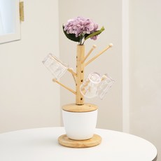 플라팜 플라워 편백나무 360도 회전 컵걸이 건조대, 바이올렛, 1개