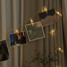 makery LED 포토가랜드 줄전구 심플클립형 20구 3m + AA건전지 6p, 웜라이트(줄전구)