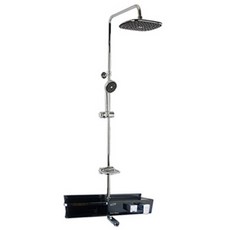 수전일체 선반형 해바라기 샤워기 블랙 SH-4000, 1세트