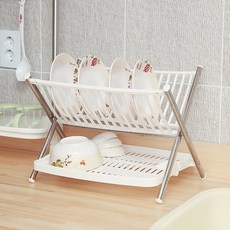 스텐 접이식 접시 선반, 화이트