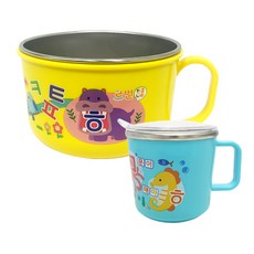 LE BARN 動物韓文字母杯碗餐具組, 混色, 不銹鋼杯子+碗, 1組