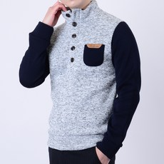 Townclo 男士刷毛皮革口袋鈕扣高領針織衫