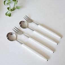 Bogen 可愛茶匙 2入+茶叉 2入組 薄紗+白色, 1組, 2p 茶匙 + 2p 茶叉