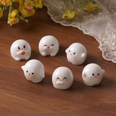 morningscent 귀여운 표정 인테리어 소품 꾸미기 미니어처 모찌 피규어 6종 세트, 화이트