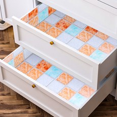 Market A多功能防潮抽屜瓷磚貼紙瓷磚 橘色, 3個