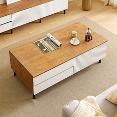 파로마 하일 템바보드 수납형 소파 테이블 방문설치, 헤이즐넛 화이트