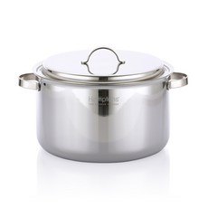 HAMPTONS 電磁爐適用3層304不鏽鋼雙耳深湯鍋+鍋蓋組 HSU-30DW, 銀色, 30cm