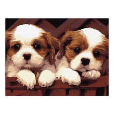 KMELLIE DIY 畫框式 3D 小西施犬 圓形 鑽石畫 50 x 40 cm, 混合顏色, 1套