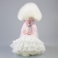 DING DONG PET 寵物兔子連身裙, 白色