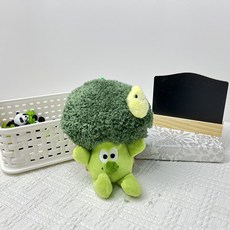 soonZAM 頭上戴花的迷你花椰菜娃娃鑰匙圈, 綠色, 12cm, 1個