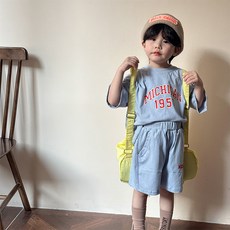 스타빈 아동용 레터링 캐주얼 여름 상하의 세트
