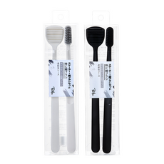 Dewitree Coil 軟毛刷牙刷 0.18mm 白+黑+舌頭清潔劑 白+黑套組, 1套