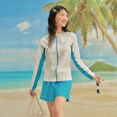 renoma 女款拼色防曬泳衣上下套裝 RN-LS2E522-WH