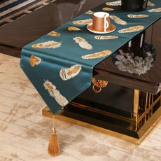 페더 패턴 테이블러너, 그린, 33 x 210 cm, 1개