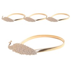 Mabel In Home 奢華孔雀造型磁吸窗簾綁帶, 金色, 4個