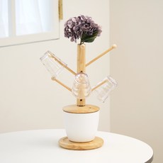 플라팜 플라워 편백나무 360도 회전 컵걸이 건조대, 다크바이올렛, 1개