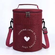 베이직 원형 보온 보냉 도시락 가방, 와인, 1개