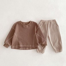 베베니즈 스티치라인 와플 긴팔상하복 세트