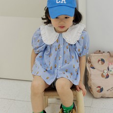 Bienvenue 女童透氣媽媽手作風拼色領可愛仙人掌上衣 3813