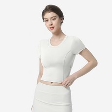 C.O.B 女款修身後綁帶內置胸墊短袖短版上衣