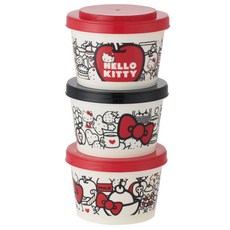 Skater Hello Kitty 蝴蝶結 3層堆疊圓形容器 SIJ3, 1個, 混合顏色