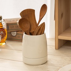 MAISON OBJET 羅倫斯餐具筒 + 底座套組, 1個, 奶油白