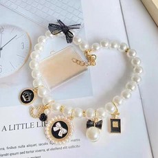 Coco studio 寵物珍珠串珠墜飾項鍊, 1個, 黑色