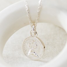 NOID-B 女性925純銀雙面迷你錢幣項鍊 + 購物袋