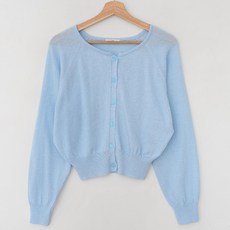 qnigirls 女款亞麻人造絲混紡拉克蘭圓領針織開襟衫