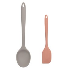 Dailylike Bonbon 矽膠廚具組, 矽膠刮刀 乾燥玫瑰色+矽膠刮杓 可可色, 1組