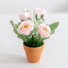 플라워트리 조화 클래식 데스크테리어 동글장미화분 13cm, 피치, 1개