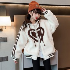 Orenjidamom 女童款愛心雙排羊羔毛外套