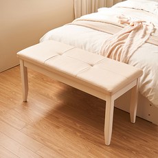 잉글랜더 쇼콜라 원목 2인용 벤치의자, 화이트 + 화이트