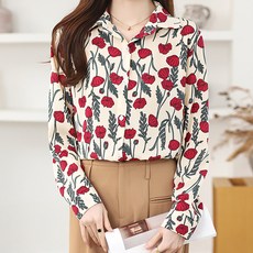 포플러앤씨 여성용 브로넬 플라워 블라우스 P24FBL071806