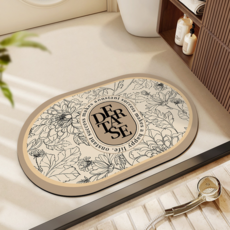 코다치프 플라워 규조 머드 화장실 문 앞 미끄럼 방지 욕실 흡수 발매트 30 x 40 cm, 데저트 심플, 1개